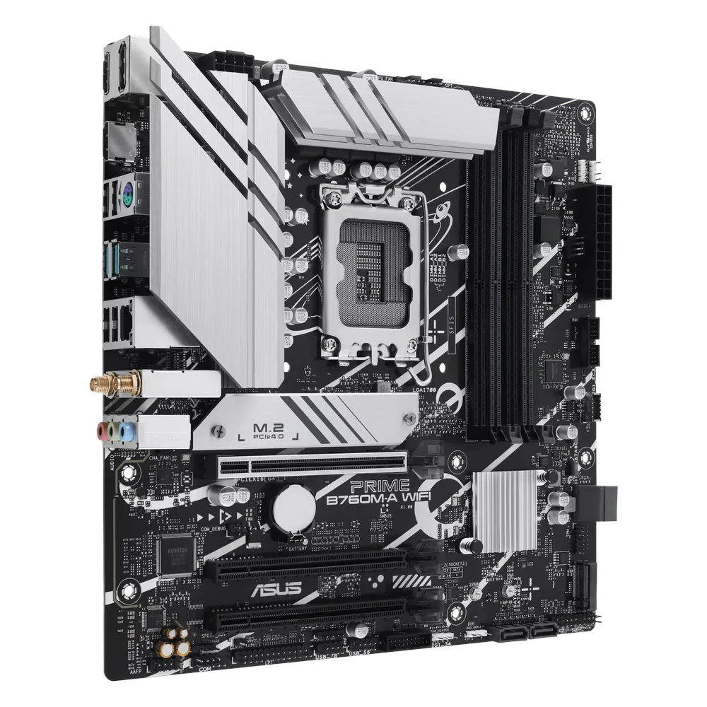 Asus PRIME B760M-A Gaming WiFi Motherboard, LGA1700 Socket, mATX Form Factor, DDR5 Ram, PCIe 4.0, HDMI, DP, Realtek 2.5Gb Ethernet, Aura Sync, 1 Year Warranty | 90MB1EL0-M1EAY0