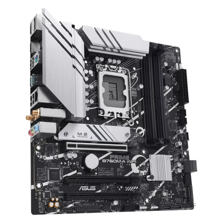 Asus PRIME B760M-A Gaming WiFi Motherboard, LGA1700 Socket, mATX Form Factor, DDR5 Ram, PCIe 4.0, HDMI, DP, Realtek 2.5Gb Ethernet, Aura Sync, 1 Year Warranty | 90MB1EL0-M1EAY0