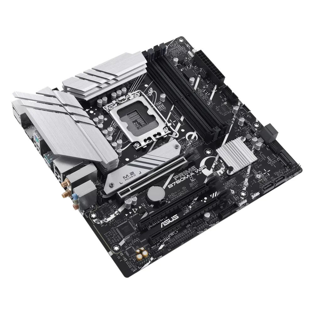 Asus PRIME B760M-A Gaming WiFi Motherboard, LGA1700 Socket, mATX Form Factor, DDR5 Ram, PCIe 4.0, HDMI, DP, Realtek 2.5Gb Ethernet, Aura Sync, 1 Year Warranty | 90MB1EL0-M1EAY0