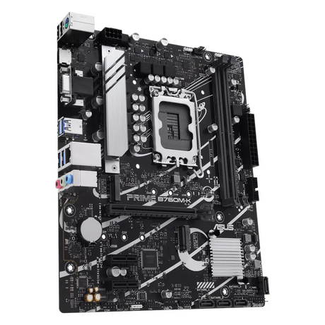 Asus PRIME B760M-K Gaming Motherboard, LGA1700 Socket, mATX Form Factor, DDR5 Ram, PCIe 4.0, USB 5Gbps, HDMI, VGA, Realtek 2.5Gb Ethernet, Aura Sync, 1 Year Warranty | 90MB1FI0-M0EAY0