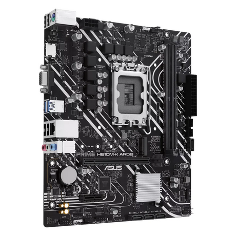 Asus PRIME H610M-K ARGB Gaming Motherboard, LGA1700 Socket, mATX Form Factor, DDR5 Ram, PCIe 4.0, USB 5Gbps, HDMI, VGA, Realtek 1Gb Ethernet, Aura Sync, 1 Year Warranty | 90MB1G90-M0EAY0