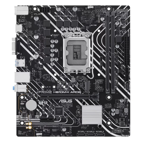 Asus PRIME H610M-K ARGB Gaming Motherboard, LGA1700 Socket, mATX Form Factor, DDR5 Ram, PCIe 4.0, USB 5Gbps, HDMI, VGA, Realtek 1Gb Ethernet, Aura Sync, 1 Year Warranty | 90MB1G90-M0EAY0