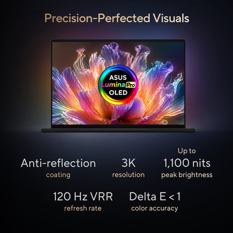 Asus ProArt P16 H7607BA Laptop, NVIDIA RTX Spark N1X 20 Core CPU, 6144 Core GPU, 32GB RAM, 1TB SSD, 16" 3K OLED 120Hz Touch Display, Windows 11 Home, English & Arabic Keyboard, Black, 1 Year Warranty | H7607BA-SR142W