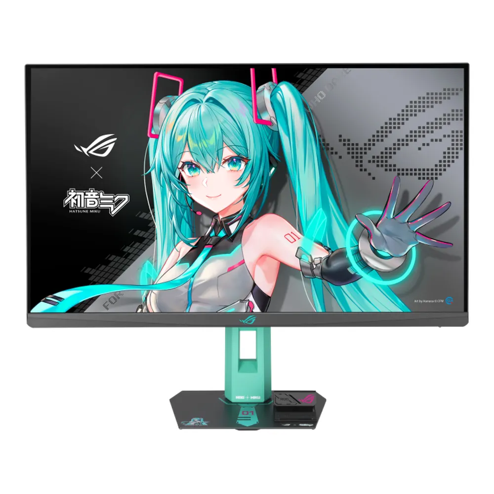 Asus ROG Strix XG27ACMEG-G Hatsune Miku Edition Gaming Monitor, 27" QHD (2560 x 1440) Resolution, 260Hz, Anti-glare, 1ms (GTG) Response Time, USB-C, HDMI, DisplayPort, Tilt/Pivot/Swivel/Height Adjustable Stand, Adaptive Sync Compatible, Black/Hatsune