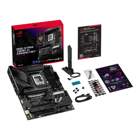 Asus ROG STRIX Z890-H WIFI Gaming Motherboard, LGA1851 Socket, ATX Form Factor, DDR5 Ram, PCIe 5.0, USB 20Gbps, HDMI, VGA, Wi-Fi 7, Bluetooth, Realtek 5Gb Ethernet, AI Networking II, Aura Sync, 1 Year Warranty | 90MB1K20-M0EAY0