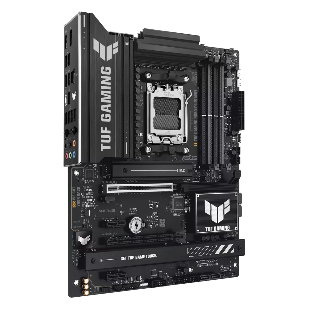 Asus TUF Gaming B850-PLUS WIFI Motherboard, AM5 Socket, ATX Form Factor, DDR5 Ram, PCIe 5.0, USB 20Gbps, HDMI, DP, Wi-Fi 7, Bluetooth, Realtek 2.5Gb Ethernet, Pre-mounted I/O shield, Aura Sync, 1 Year Warranty | 90MB1J30-M0EAY0