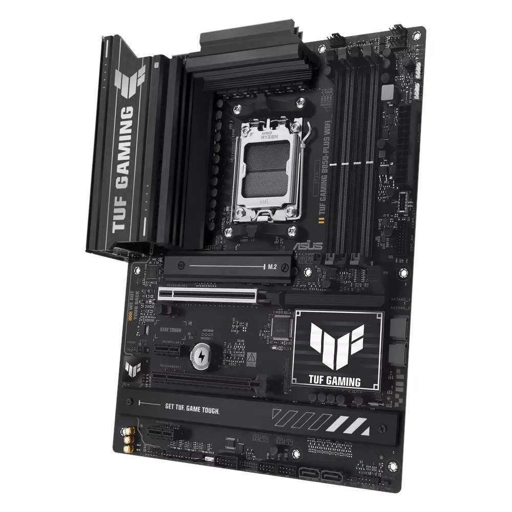 Asus TUF Gaming B850-PLUS WIFI Motherboard, AM5 Socket, ATX Form Factor, DDR5 Ram, PCIe 5.0, USB 20Gbps, HDMI, DP, Wi-Fi 7, Bluetooth, Realtek 2.5Gb Ethernet, Pre-mounted I/O shield, Aura Sync, 1 Year Warranty | 90MB1J30-M0EAY0