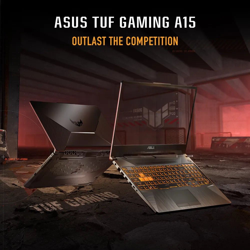 Asus TUF Gaming A15 Laptop, AMD Ryzen 7 7445HS Processor, 16GB RAM, 512GB SSD, 15.6" FHD 144Hz Display, 4GB NVIDIA GeForce RTX 3050, Windows 11 Home, English & Arabic Backlit RGB Keyboard, Graphite Black, 1 Year Warranty | FA506NCG-B165W