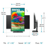 BENQ PD3205U USB-C Designer Monitor, 32" 4K (3840 x 2160) Resolution, 60Hz, Anti-glare, 5ms Response Time, HDMI, DP, USB-C, Fully Adjustable Stand, 1 Year Warranty | 9H-LKGLA-TBP