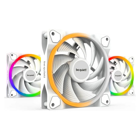 Be Quiet! Light Wings 120mm PWM Case Fans, Pack Of 3, Rifle Bearing, 120mm Fan Size, 2500 rpm Fan Speed, Addressable RGB LED Lighting, White, 1 Year Warranty | BL101