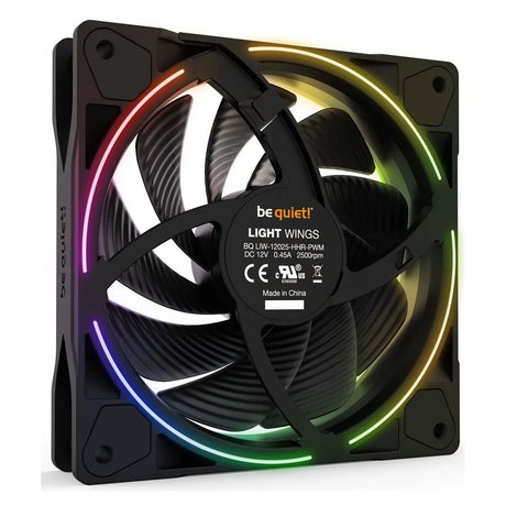 Be Quiet! Light Wings 120mm PWM High-Speed Case Fan, Rifle Bearing, 120mm Fan Size, 2500 rpm Fan Speed, Addressable RGB LED Lighting, Black, 1 Year Warranty | BL073