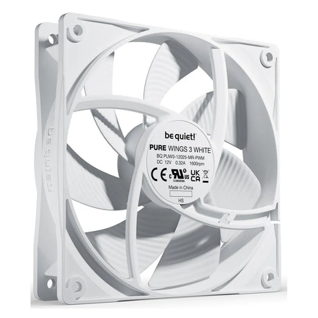 Be Quiet! Pure Wings 3 120mm PWM Case Fan, Rifle Bearing, 120mm Fan Size, 1600 rpm Fan Speed, Optimized Fan Blades, White, 1 Year Warranty | BL110