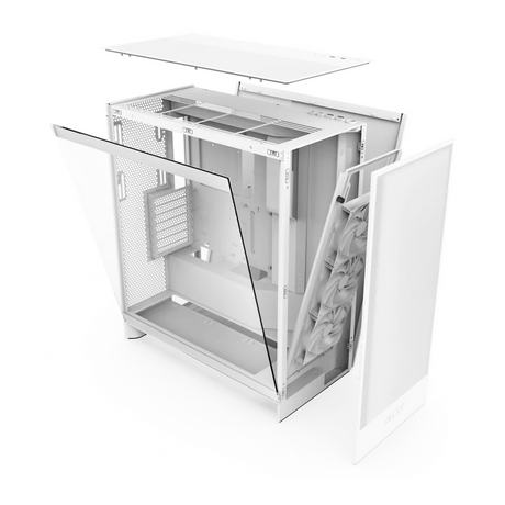 NZXT H7 Flow R GB ATX Mid-Tower Airflow Case, Ultra Clear Tempered Glass Side Window, F360 R GB Core Fan Included, Full-Size GPU Support, USB 3.2 Gen2x2, Tool-Free Access, White, 1 Year Warranty | CM-H72FW-R1