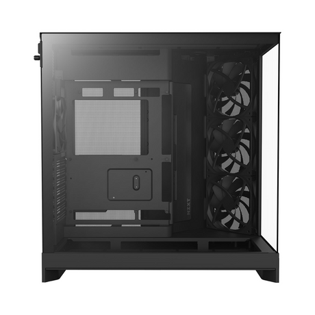 NZXT H9 Flow R GB+ Large Dual-Chamber Mid-Tower ATX Airflow Case, Dark Tinted Tempered Glass Side Window, 2 x F420 R GB Core single-frame Fans, 1 x F120 R GB Core (CV) Fan, Full-Size GPU Support, USB 3.2 Gen2x2, NZXT Control Hub Included, Black, 1 Year