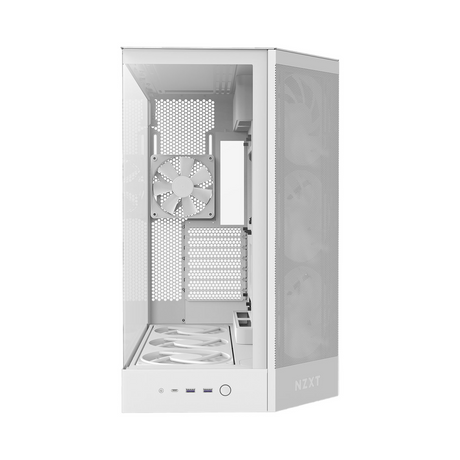 NZXT H9 Flow R GB+ Large Dual-Chamber Mid-Tower ATX Airflow Case, Ultra Clear Tempered Glass Side Window, 2 x F420 R GB Core single-frame Fans, 1 x F120 R GB Core (CV) Fan, Full-Size GPU Support, USB 3.2 Gen2x2, NZXT Control Hub Included, White, 1 Year