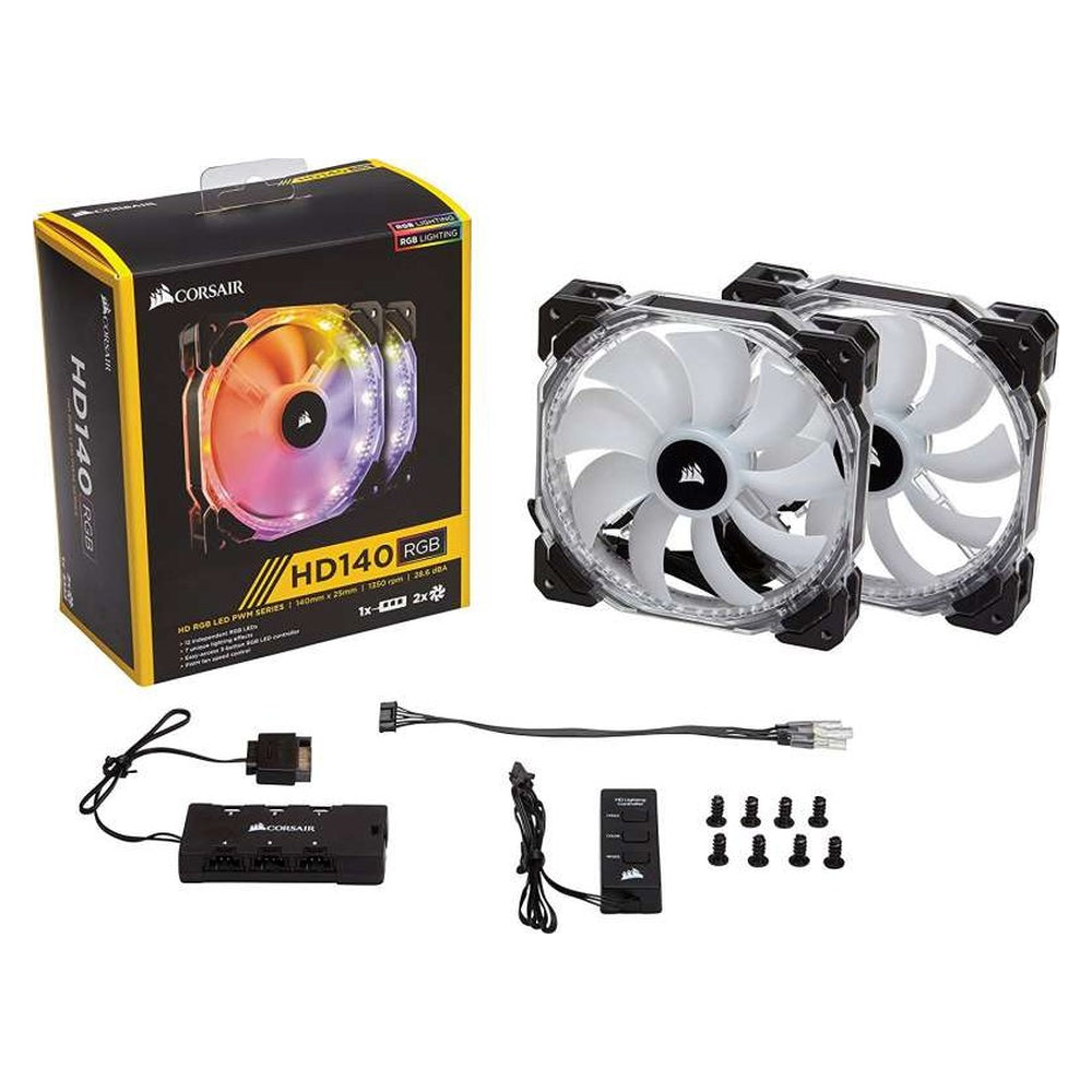 CORSAIR CASE FAN HD140 WITH CONTROLLER 140mm Twin Pack 1 Year Shop Warranty | CO-9050069-WW