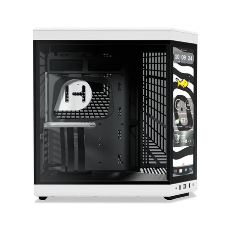 Hyte Y70 Touch Infinite Dual Chamber Mid-Tower ATX Case, 3-Piece Panoramic Glass, 14.9" Integrated IPS Touchscreen Display, 422mm GPU Support, USB 3.2 Gen 2, Panda (Black & White), 1 Year Warranty | CS-HYTE-Y70TI-WB