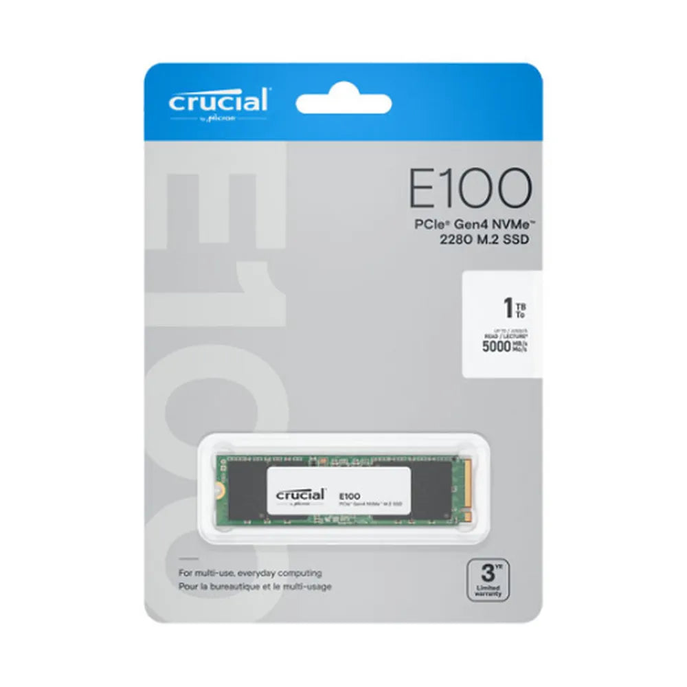 Crucial E100 1TB M.2 NVMe PCIe Gen4 Internal SSD, 1 Year Warranty | CT1000E100SSD8