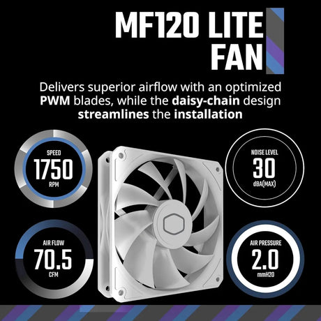 Cooler Master MasterLiquid Core II Series ARGB CPU Cooler, 240mm Radiator, Supports Intel, AMD Sockets, Rifle Bearing Fans, White, 1 Year Warranty | MLW-D24M-A18PA-RW