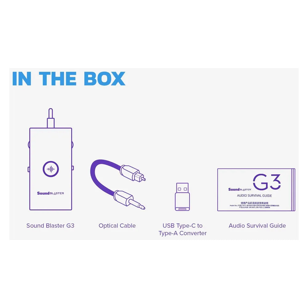 Creative Sound Blaster G3 Portable Gaming USB-C Sound Card, DAC Amp for PS4, PS5, Nintendo Switch, PC, Independent Mic & Volume Controls, Footsteps Enhancer, 1 Year Warranty | CL-SB-G3