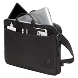 Dicota Slim Eco Motion, Fits up to 13.3" Laptops, Polyester, Water-Repellent Material, Padded Notebook Compartment, Front Accessory Storage, Rear Document Compartment, Padded Handle, Removable Adjustable Shoulder Strap, Black, 1 Year Warranty | D31868