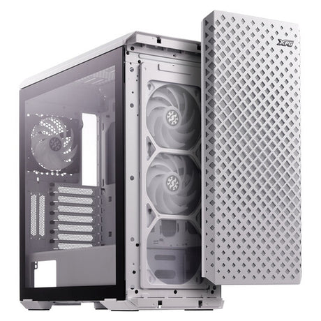 XPG Defender Pro Mid-Tower E-ATX PC Case, Tempered Glass Side Panel With Mesh Panel Design, 3 x XPG VENTO AR GB 120mm Fans, 400mm GPU Support, USB 3.0, White, 1 Year Warranty | DEFENDERPRO-WHCWW