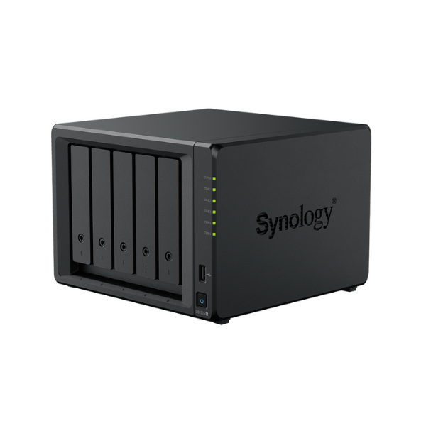 Synology DiskStation DS1525+ 5 Bay Nas Box, 3.5" or 2.5" SATA, M.2 2280 NVMe SSD, AMD Ryzen V1500B Processor, 8 GB RAM, 151.95 BTU/hr, RJ-45, USB 3.2, USB-C, 1 Year Warranty | DS1525+