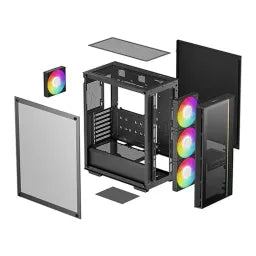 DeepCool MATREXX 55 V4 C Mid Tower PC Casing, Tempered Glass Panels, 4 ARGB Preinstalled Fans, 370mm GPU Support, USB 3.0, Black, 1 Year Warranty | R-MATREXX55-BCADA4-G
