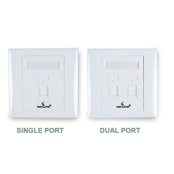 GENUINE FACEPLATE DUAL PORT, RJ45 SOCKET WALL MOUNT - WHITE