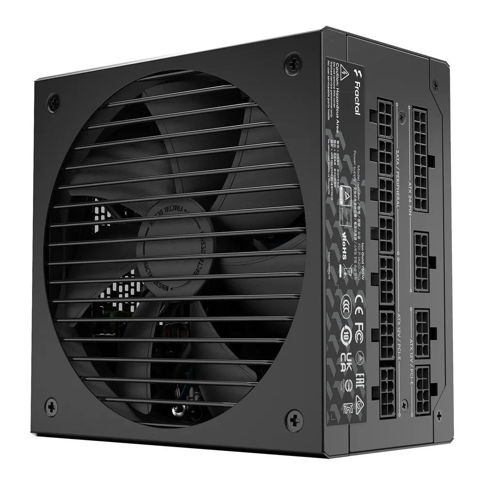 Fractal Design Ion 80 Plus Gold Power Supply, 750W, Fully Modular, ATX, Black, 1 Year Warranty | FD-P-IA2G-750