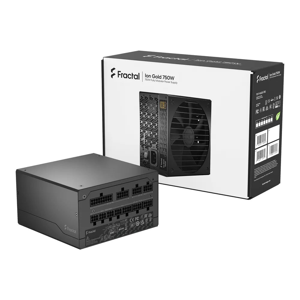 Fractal Design Ion 80 Plus Gold Power Supply, 750W, Fully Modular, ATX, Black, 1 Year Warranty | FD-P-IA2G-750