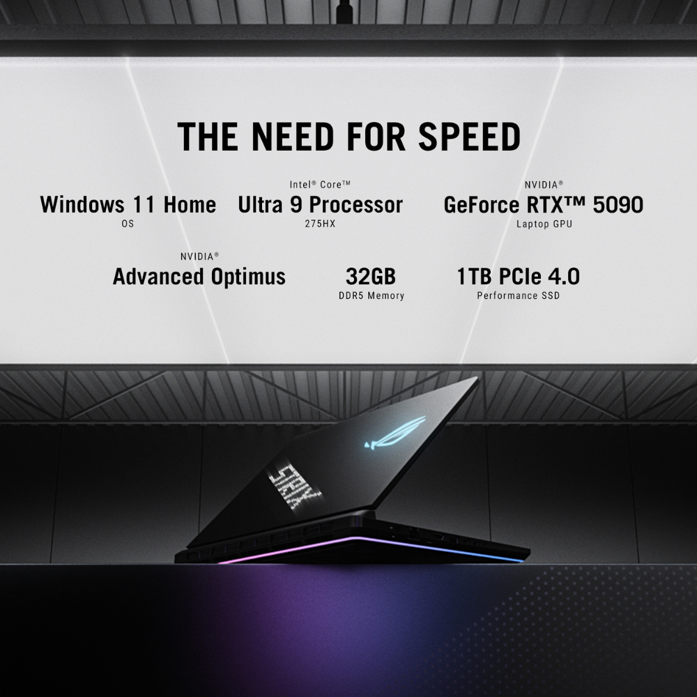 ROG Strix SCAR 16 Intel Core Ultra 9 275HX Processor, 32 GB RAM, 1TB SSD, 24 GB NVIDIA RTX 5090, 16" 2.5K WQXGA Display, Windows 11 Home, English & Arabic Keyboard, 1 Year Warranty | G635LX-S5008W