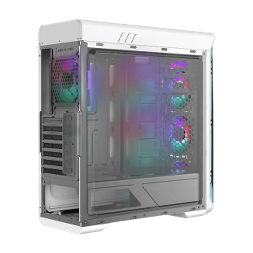 Gamemax Starlight FR GB ATX PC Case, Front & Side Polymethyl Methacrylate (PMMA) Panel, 4 x 120mm FR GB Fans, 360mm GPU Support, USB 3.0, White, 1 Year Warranty | GM-STARLIGHT-FR GB-WT