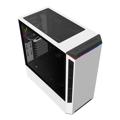 Gamemax Paladin T801 AR GB ATX PC Case, Tempered Glass Side Panel, 1 x AR GB 12cm Rainbow Fan, 360mm GPU Support, USB 3.1 Gen 1, White, 1 Year Warranty | GM-T801-PAL-WH