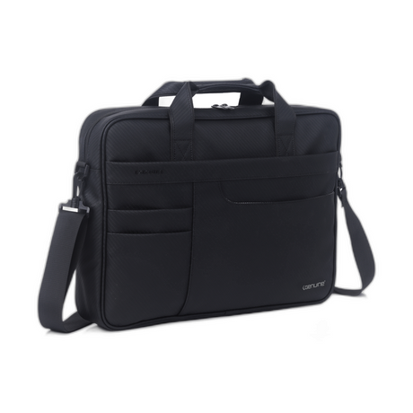 Genuine Executive Topload Laptop Bag, Fits up to 16” Laptops, Premium Polyester Material, Water-Resistant Fabric, Dual Main Compartments, Carry Strap, Black, 1 Year Warranty | GN-B200904BK