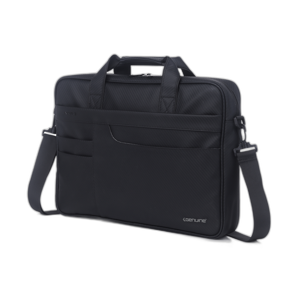 Genuine Executive Topload Laptop Bag, Fits up to 16” Laptops, Premium Polyester Material, Water-Resistant Fabric, Dual Main Compartments, Carry Strap, Black, 1 Year Warranty | GN-B200904BK