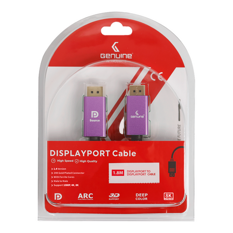 Genuine DP To DP Cable, Version 2.0, Cable Length 1.8M, Supports 4K@144Hz, 1 Year Warranty | GN-DP18M20V