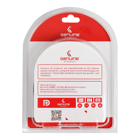 Genuine DP To DP Cable, Version 2.0, Cable Length 1.8M, Supports 4K@144Hz, 1 Year Warranty | GN-DP18M20V