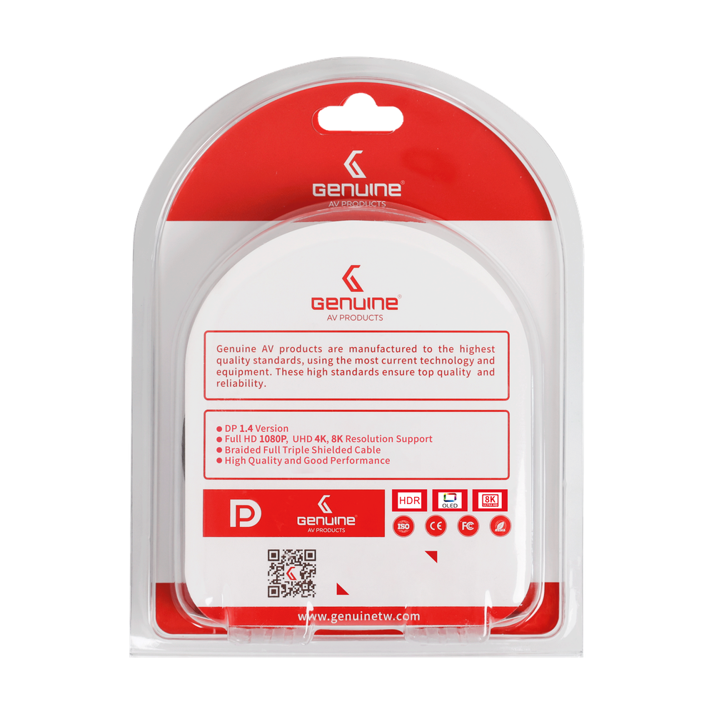 Genuine DP To DP (Display Port) Cable, Version 1.4, Supports 8K, Cable Length 3M, 1 Year Warranty | GN-DP3M1.4V