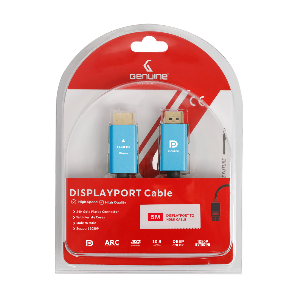 Genuine DP To HDMI Cable, Version 1.1, Supports 1080p, Cable Length 5M, 1 Year Warranty | GN-DPHD5M