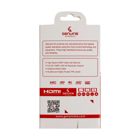 Genuine HDMI To HDMI Slim Cable, Version 2.0, Cable Length 3M, Supports 4K@60Hz, 1 Year Warranty | GN-HD3M2.0V-SB