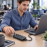 Genuine 4 Port USB 3.0 HUB, 180mm Cable Length, Input USB A + C 3.0 Male, Transfer rate up to 5Gbps, Black/Silver/Customized, 1 Year Warranty | GN-HU34E