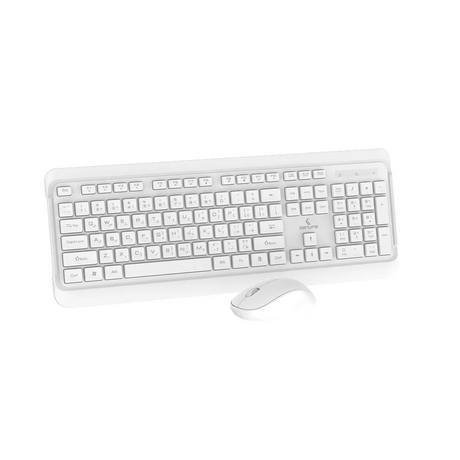 Genuine GN-KM232W Wireless English & Arabic Keyboard & Mouse Combo, Full-Size Slim Keyboard with Removable Keycaps, Power Saving Function, Low Power Indicator, 1000 DPI Optical Mouse with Ergonomic Design, White, 1 Year Warranty | GN-KM232W