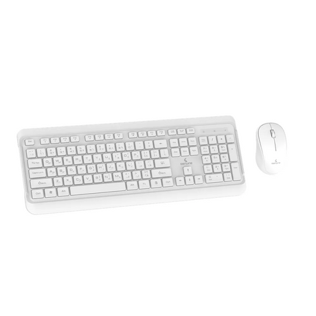Genuine GN-KM232W Wireless English & Arabic Keyboard & Mouse Combo, Full-Size Slim Keyboard with Removable Keycaps, Power Saving Function, Low Power Indicator, 1000 DPI Optical Mouse with Ergonomic Design, White, 1 Year Warranty | GN-KM232W