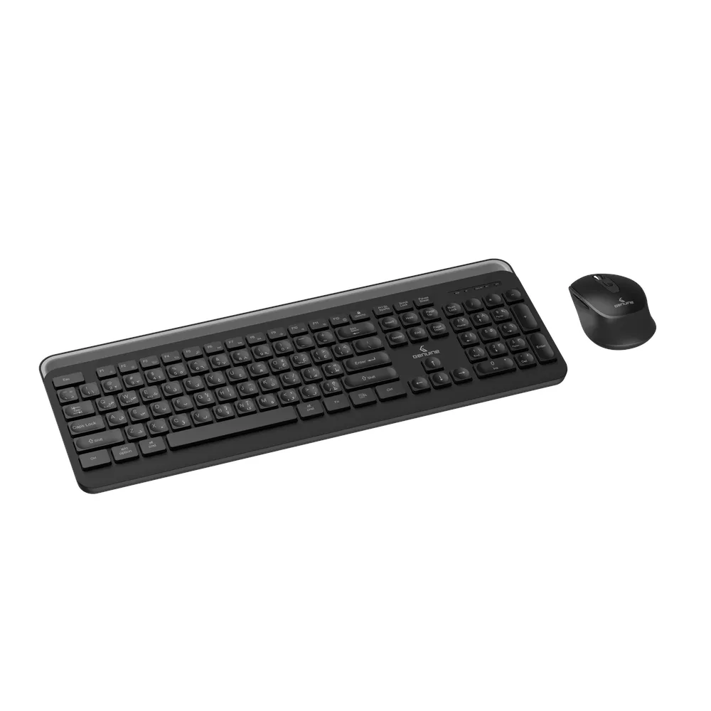 Genuine GN-KM232WBT Wireless & Bluetooth English & Arabic Keyboard & Mouse Combo, Dual Mode (2.4G + Bluetooth), FN Multimedia Keys, Ergonomic Design, 6-Button Mouse with DPI-1600, Black, 1 Year Warranty | GN-KM232WBT