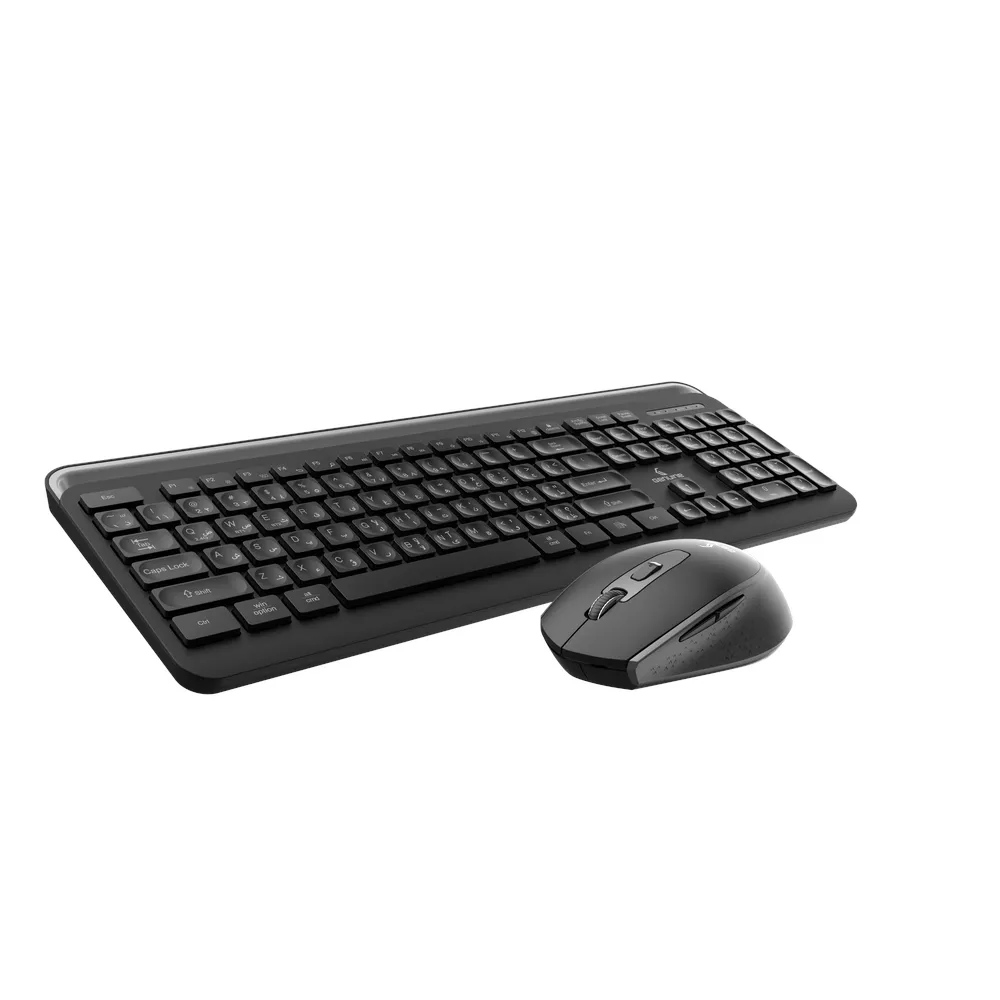 Genuine GN-KM232WBT Wireless & Bluetooth English & Arabic Keyboard & Mouse Combo, Dual Mode (2.4G + Bluetooth), FN Multimedia Keys, Ergonomic Design, 6-Button Mouse with DPI-1600, Black, 1 Year Warranty | GN-KM232WBT