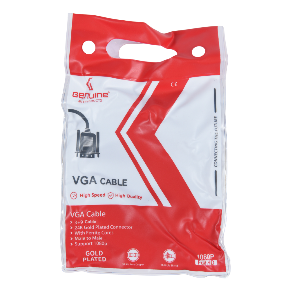 Genuine VGA To VGA Cable, Supports 1080p, Cable Length 1.8M, 1 Year Warranty | GN-VG18M15PMM