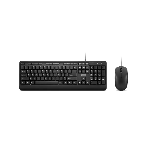 Lenovo 160 Wired Keyboard & Mouse Combo, 100% Keyboard Layout, 1600 DPI Optical Tracking Mouse Sensor, 2-way Mouse Scroll, Black, 1 Year Warranty | GX31L52655