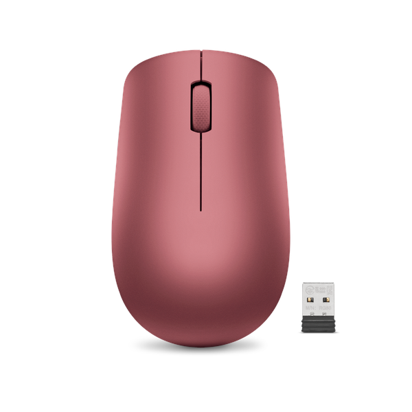 Lenovo 530 Wireless Mouse, 1200 DPI Optical Sensor, 3 (left click, right click, scroll click) Buttons, Ambidextrous Design, 2-way Scroll Wheel, Cherry Red, 1 Year Warranty | GY50Z18990