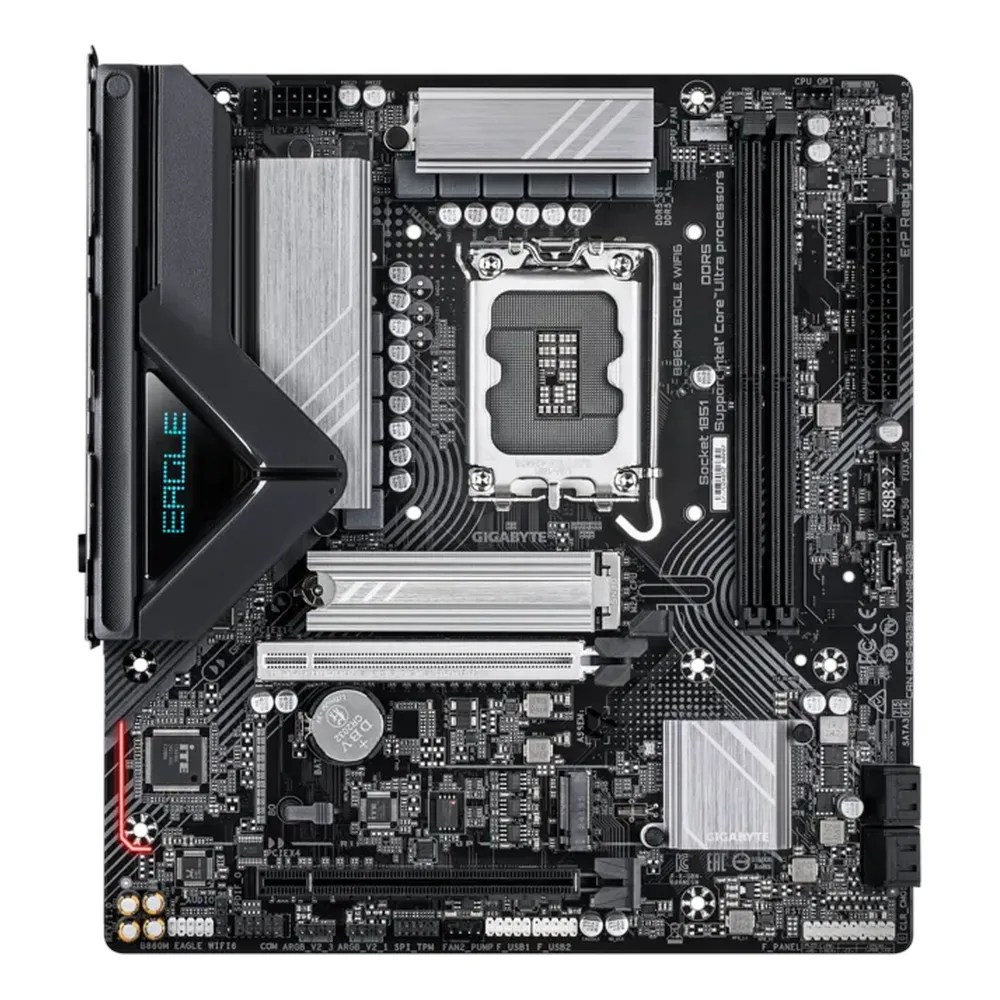 Gigabyte B860M EAGLE WIFI6 Motherboard, LGA1851 Socket, mATX Form Factor, DDR5 Ram, PCIe 5.0, Wi-Fi 6, Bluetooth v5.3, HDMI, DisplayPort, Realtek 2.5Gb Ethernet, 1 Year Warranty | B860M-EAGLE-WIFI6